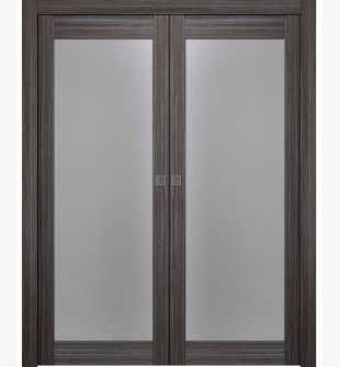 Palladio 207 Vetro Gray Oak Double pocket doors