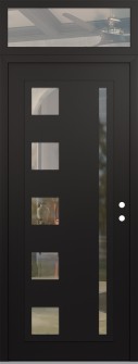 Diamond C3 36" x 96" black/black clear Glass Panel black LHI with Transom clear Glass