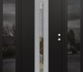 Modern Steel Front Door DIAMOND A2 64" X 80" BLACK/BLACK CLEAR GLASS PANEL STAINLESS STEEL LHI WITH 2 SIDELITES MIRRORED GLASS