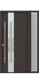 MODERN FRONT STEEL DOOR ZEPHYR BROWN/WHITE 49 1/4" X 81 11/16" RHI + SIDELITE RIGHT