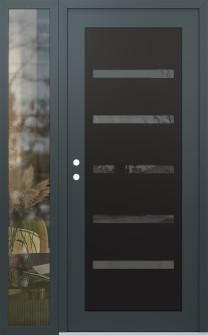 Diamond C7 52" x 80" anthracite/anthracite mirrored Glass Panel black RHI with Sidelite clear Glass