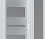 Modern Steel Front Door Diamond C10 52" x 96" white/white frosted Glass Panel stainless steel LHI with Sidelite and Transom frosted Glass