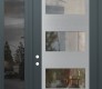 Modern Steel Front Door Diamond C2 52" x 96" anthracite/anthracite clear Glass Panel stainless steel RHI with Sidelite and Transom mirrored Glass