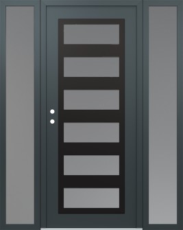 Diamond C9 68" x 80" anthracite/anthracite frosted Glass Panel black RHI with 2 Sidelites frosted Glass
