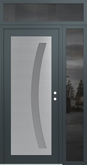 Diamond C4 52" x 96" anthracite/anthracite frosted Glass Panel stainless steel LHI with Sidelite and Transom mirrored Glass