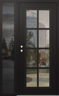 Diamond C16 50" x 80" black/black clear Glass Panel black RHI with Sidelite mirrored Glass