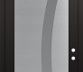 Modern Steel Front Door Diamond C4 36" x 96" black/white frosted Glass Panel stainless steel LHI with Transom clear Glass