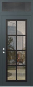 Diamond C16 36" x 96" anthracite/anthracite clear Glass Panel black RHI with Transom mirrored Glass