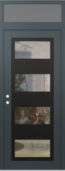 Diamond C2 36" x 96" anthracite/anthracite clear Glass Panel black RHI with Transom frosted Glass
