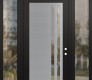 Modern Steel Front Door Diamond C6 68" x 96" black/black clear Glass Panel stainless steel LHI with 2 Sidelites and Transom clear Glass