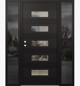 Diamond D5 60" x 80" black/black Clear Glass Panel black RHI with 2 Sidelites Mirrored Glass