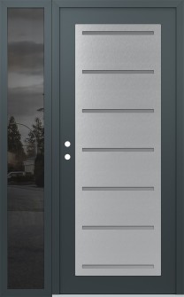 Diamond C11 50" x 80" anthracite/anthracite frosted Glass Panel stainless steel RHI with Sidelite mirrored Glass