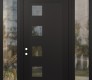 Modern Steel Front Door Diamond C5 68" x 96" black/black clear Glass Panel black RHI with 2 Sidelites and Transom clear Glass