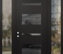 Modern Steel Front Door Diamond C10 60" x 96" black/black mirrored Glass Panel black RHI with 2 Sidelites and Transom clear Glass