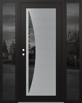 Diamond C13 60" x 80" black/black mirrored Glass Panel stainless steel RHI with 2 Sidelites mirrored Glass