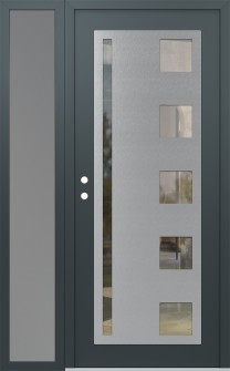 Diamond C3 52" x 80" anthracite/anthracite clear Glass Panel stainless steel RHI with Sidelite frosted Glass