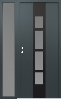 DIAMOND A10 50" X 80" ANTHRACITE/ANTHRACITE FROSTED GLASS PANEL BLACK RHI WITH SIDELITE FROSTED GLASS