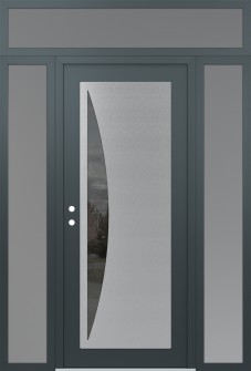 Diamond C13 68" x 96" anthracite/anthracite mirrored Glass Panel stainless steel RHI with 2 Sidelites and Transom frosted Glass