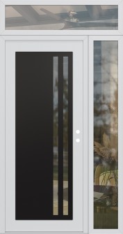 Diamond C6 48" x 96" white/white clear Glass Panel black LHI with Sidelite and Transom clear Glass