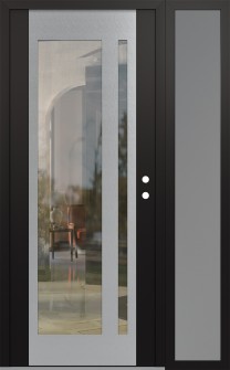 Diamond C15 52" x 80" black/black clear Glass Panel stainless steel LHI with Sidelite frosted Glass