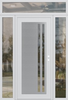 Diamond C6 64" x 96" white/white clear Glass Panel stainless steel LHI with 2 Sidelites and Transom clear Glass