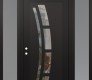 Modern Steel Front Door Diamond C12 68" x 96" black/black clear Glass Panel black RHI with 2 Sidelites and Transom frosted Glass