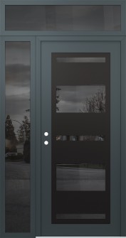 Diamond C10 52" x 96" anthracite/anthracite mirrored Glass Panel black RHI with Sidelite and Transom mirrored Glass