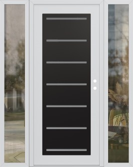 Diamond C11 60" x 80" white/white frosted Glass Panel black LHI with 2 Sidelites clear Glass