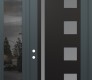 Modern Steel Front Door Diamond C3 48" x 96" anthracite/anthracite frosted Glass Panel black RHI with Sidelite and Transom mirrored Glass
