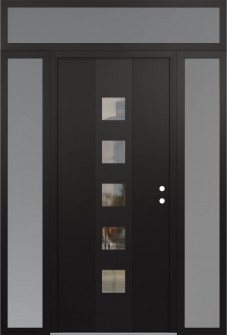 DIAMOND A13 60" X 96" BLACK/BLACK CLEAR GLASS PANEL BLACK LHI WITH 2 SIDELITES AND TRANSOM FROSTED GLASS