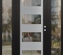 Modern Steel Front Door Diamond C2 60" x 80" black/black clear Glass Panel stainless steel LHI with 2 Sidelites clear Glass