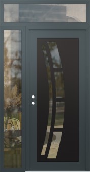 Diamond C12 48" x 96" anthracite/anthracite clear Glass Panel black RHI with Sidelite and Transom clear Glass