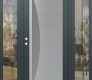 Modern Steel Front Door Diamond C13 60" x 80" anthracite/anthracite frosted Glass Panel stainless steel RHI with 2 Sidelites clear Glass