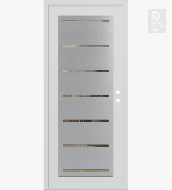 Modern Steel Front Door Diamond C11 36" x 80" white/white clear Glass Panel stainless steel LHI