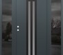 Modern Steel Front Door DIAMOND A8 60" X 80" ANTHRACITE/ANTHRACITE FROSTED GLASS PANEL BLACK RHI WITH 2 SIDELITES MIRRORED GLASS