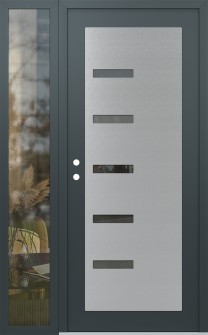 Diamond C8 48" x 80" anthracite/anthracite mirrored Glass Panel stainless steel RHI with Sidelite clear Glass