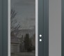 Modern Steel Front Door Diamond C1 48" x 96" anthracite/anthracite mirrored Glass Panel stainless steel LHI with Sidelite and Transom frosted Glass