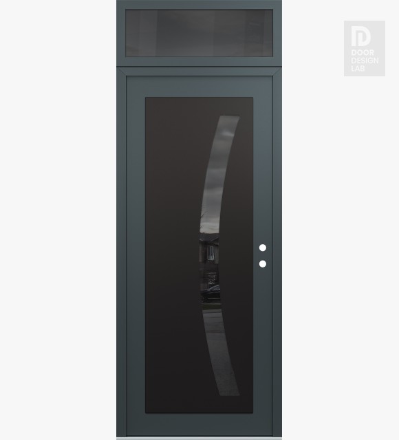 Modern Steel Front Door Diamond C4 36" x 96" anthracite/anthracite mirrored Glass Panel black LHI with Transom mirrored Glass