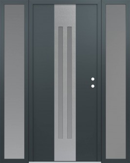 DIAMOND A8 68" X 80" ANTHRACITE/ANTHRACITE FROSTED GLASS PANEL STAINLESS STEEL LHI WITH 2 SIDELITES FROSTED GLASS