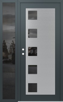 Diamond C5 50" x 80" anthracite/anthracite mirrored Glass Panel stainless steel RHI with Sidelite mirrored Glass