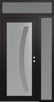 Diamond C4 52" x 96" black/white frosted Glass Panel stainless steel LHI with Sidelite and Transom frosted Glass