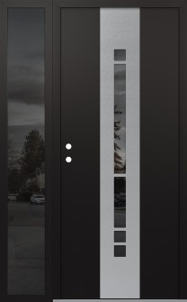 DIAMOND A3 50" X 80" BLACK/BLACK MIRRORED GLASS PANEL STAINLESS STEEL RHI WITH SIDELITE MIRRORED GLASS