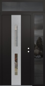 DIAMOND A6 48" X 96" BLACK/BLACK CLEAR GLASS PANEL STAINLESS STEEL LHI WITH SIDELITE AND TRANSOM MIRRORED GLASS