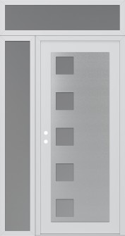 Diamond C5 50" x 96" white/white frosted Glass Panel stainless steel RHI with Sidelite and Transom frosted Glass