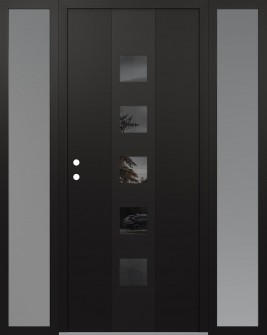 DIAMOND A13 60" X 80" BLACK/BLACK MIRRORED GLASS PANEL BLACK RHI WITH 2 SIDELITES FROSTED GLASS