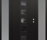 Modern Steel Front Door DIAMOND A13 60" X 80" BLACK/BLACK MIRRORED GLASS PANEL BLACK LHI WITH 2 SIDELITES FROSTED GLASS