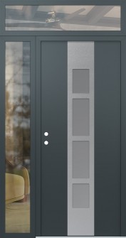 DIAMOND A10 48" X 96" ANTHRACITE/ANTHRACITE FROSTED GLASS PANEL STAINLESS STEEL RHI WITH SIDELITE AND TRANSOM CLEAR GLASS