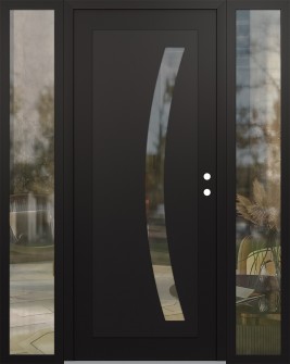 Diamond C4 60" x 80" black/black clear Glass Panel black LHI with 2 Sidelites clear Glass