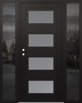 Diamond C2 60" x 80" black/white frosted Glass Panel black RHI with 2 Sidelites mirrored Glass