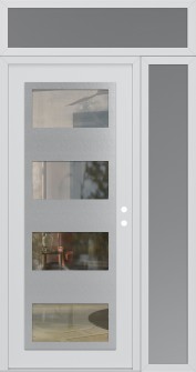 Diamond C2 52" x 96" white/white clear Glass Panel stainless steel LHI with Sidelite and Transom frosted Glass